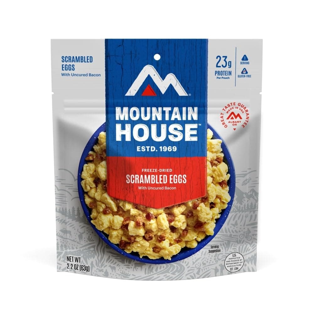 Mountain House Scrambled Eggs with Bacon | Freeze Dried Backpacking & Camping Food | Single Serving | Gluten-Free