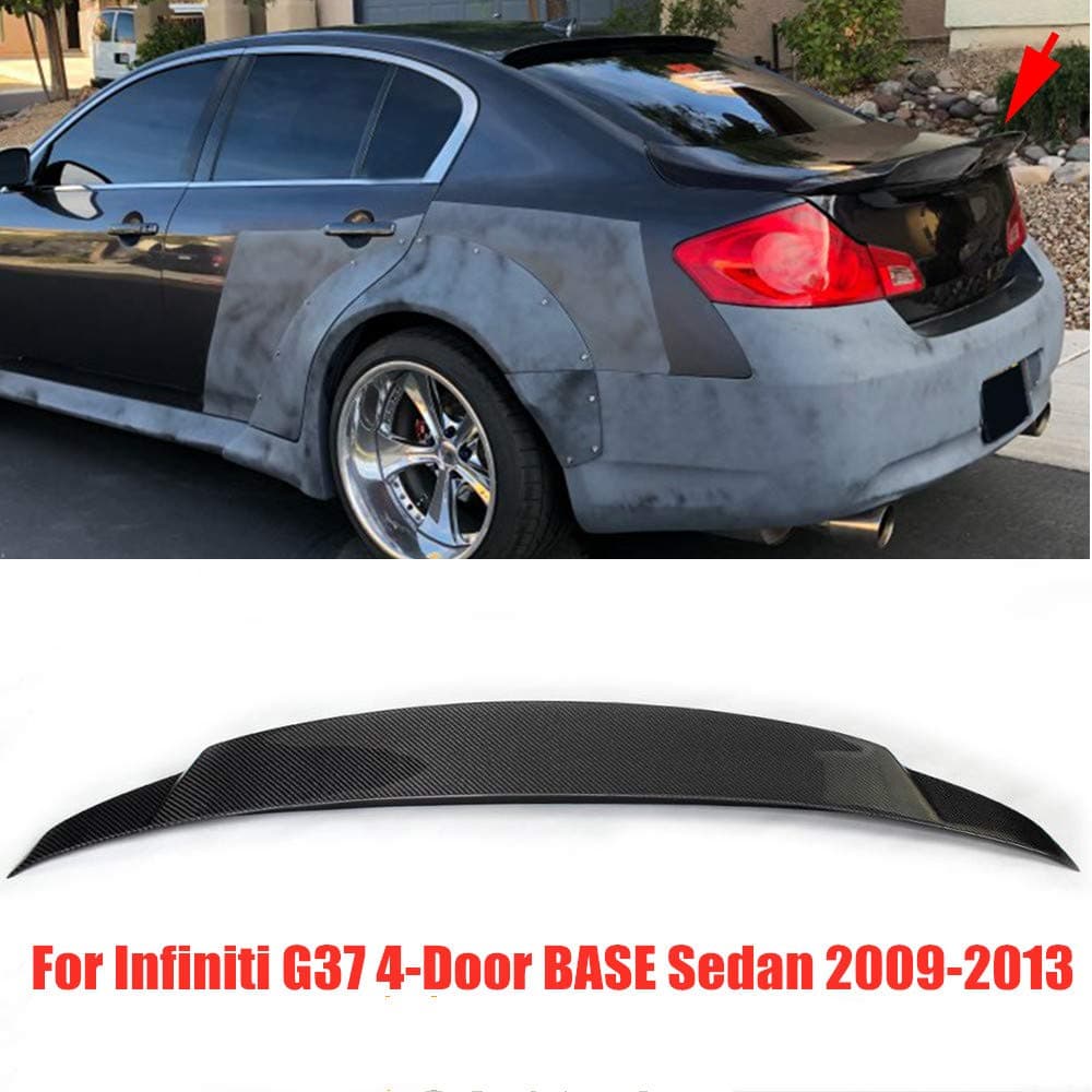 HJHNB Carbon Fiber Rear Trunk Boot Lip Rear Spoiler Wing For Infiniti G37 4-Door BASE Sedan 2009-2013, Car Exterior Decoration