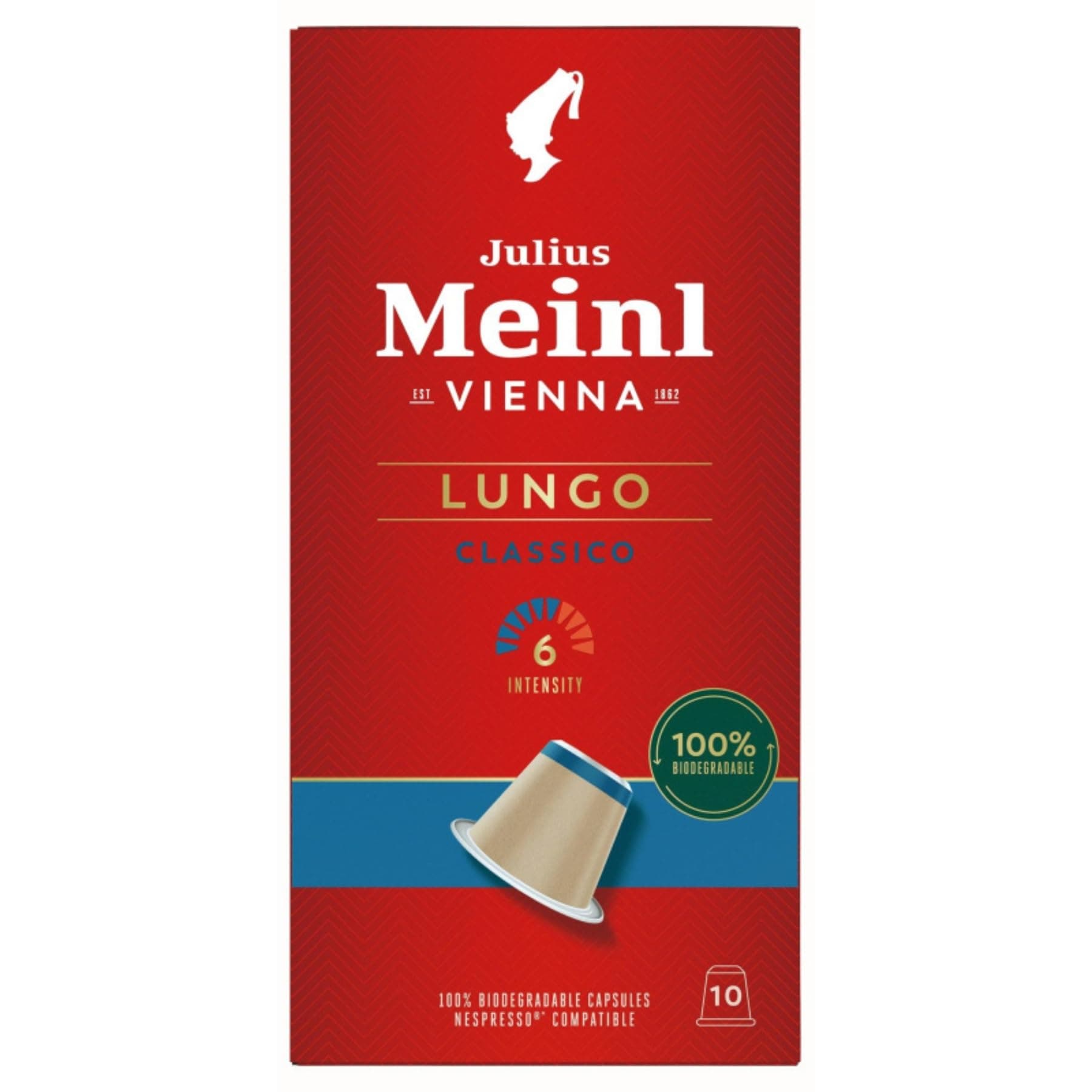 "Lungo Classico," 100% Arabica Nespresso Compatible, 100% biodegradable, 10 Capsules, Imported from Vienna