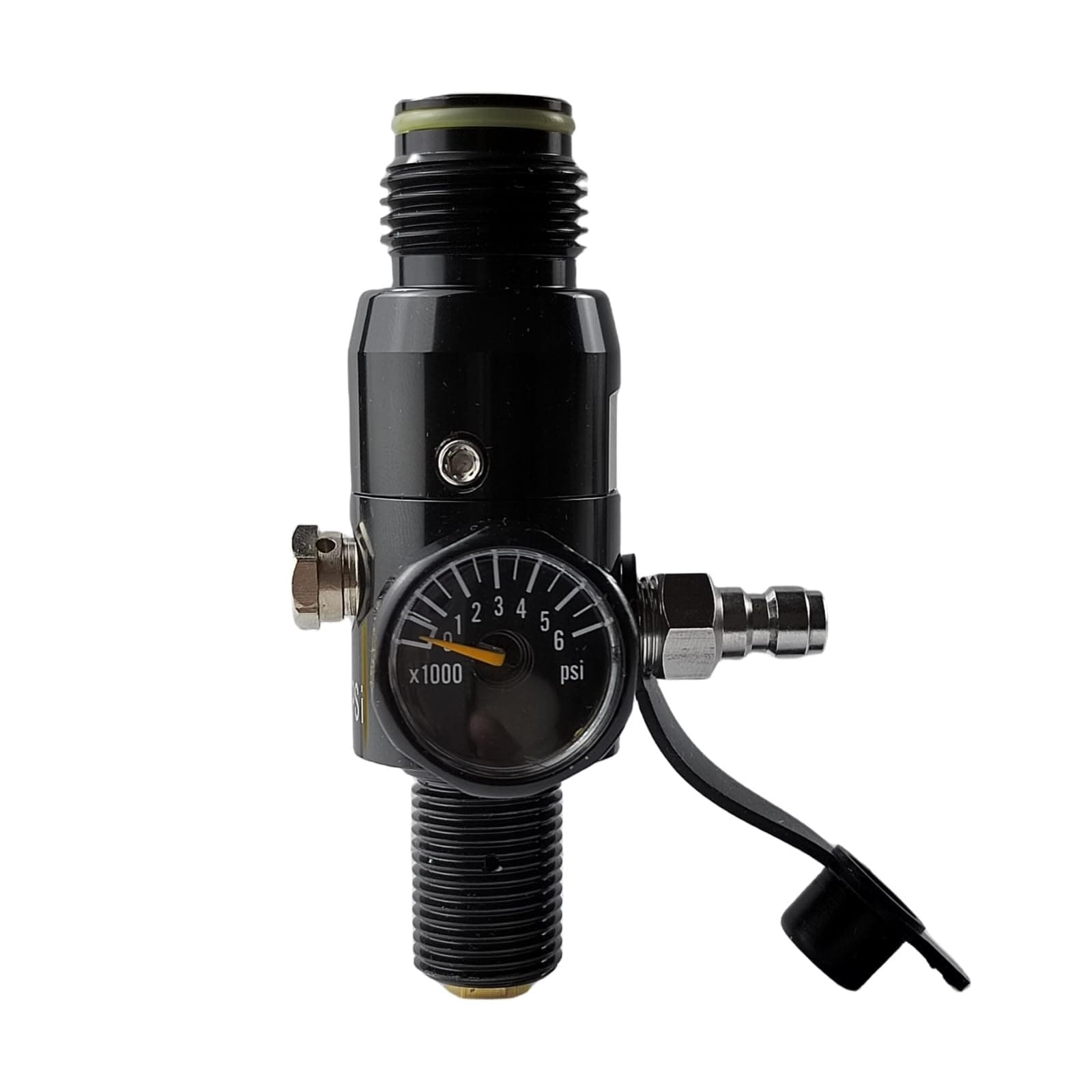 4500Psi Input,800Psi Output,5/8-18UNF Inlet and G1/2-14 Outlet Thread Paintball Air Tank Regulator with Gauge, Durable Aluminum Paintball Marker Regulator, HPA Cylinder Regulator（4500Psi Input)