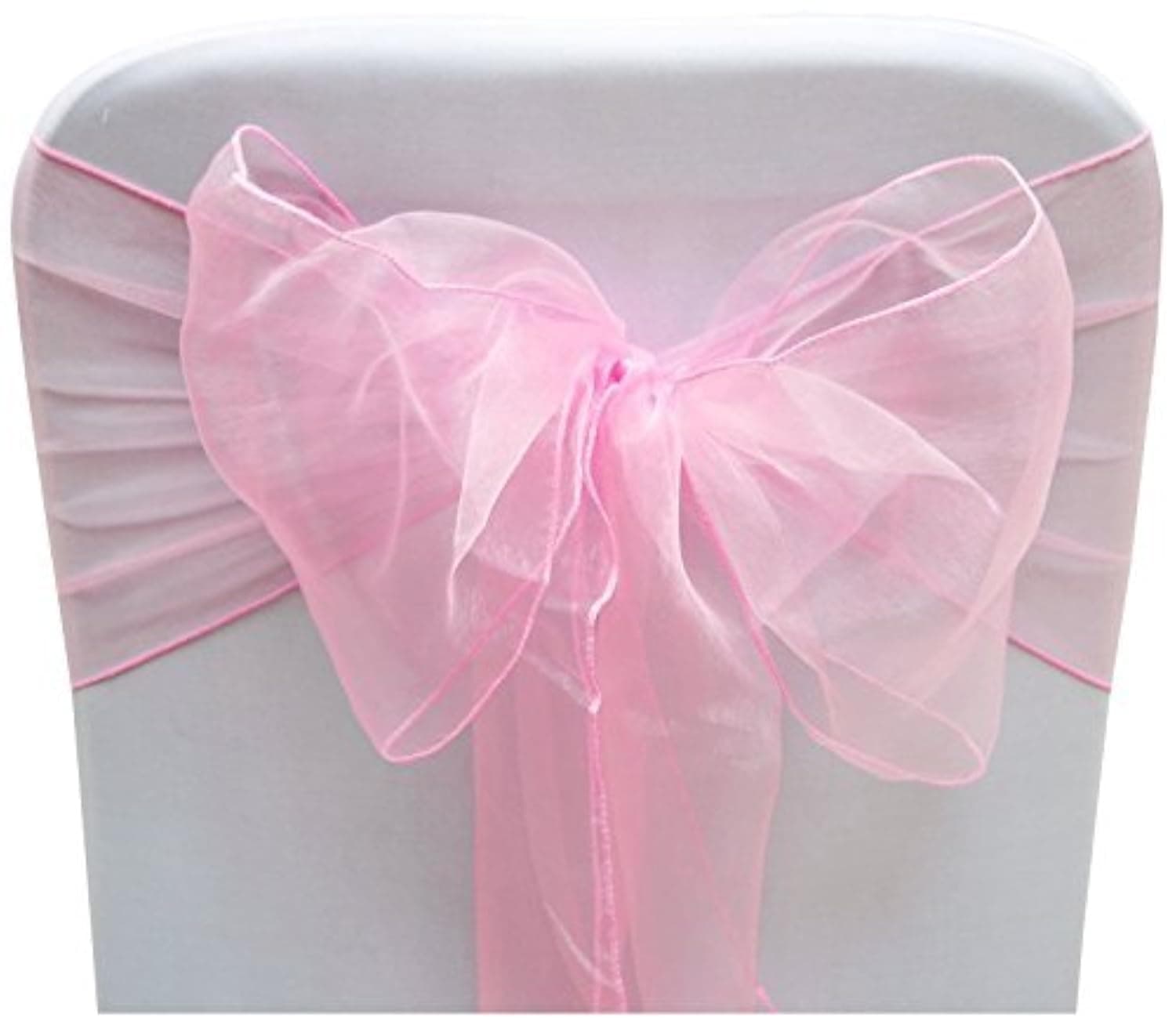 Elegant Organza Chair Sashes Sheer Fabric Sashes for Weddings, Parties, and Special Events – (Pack of 10 Pieces, Baby Pink)