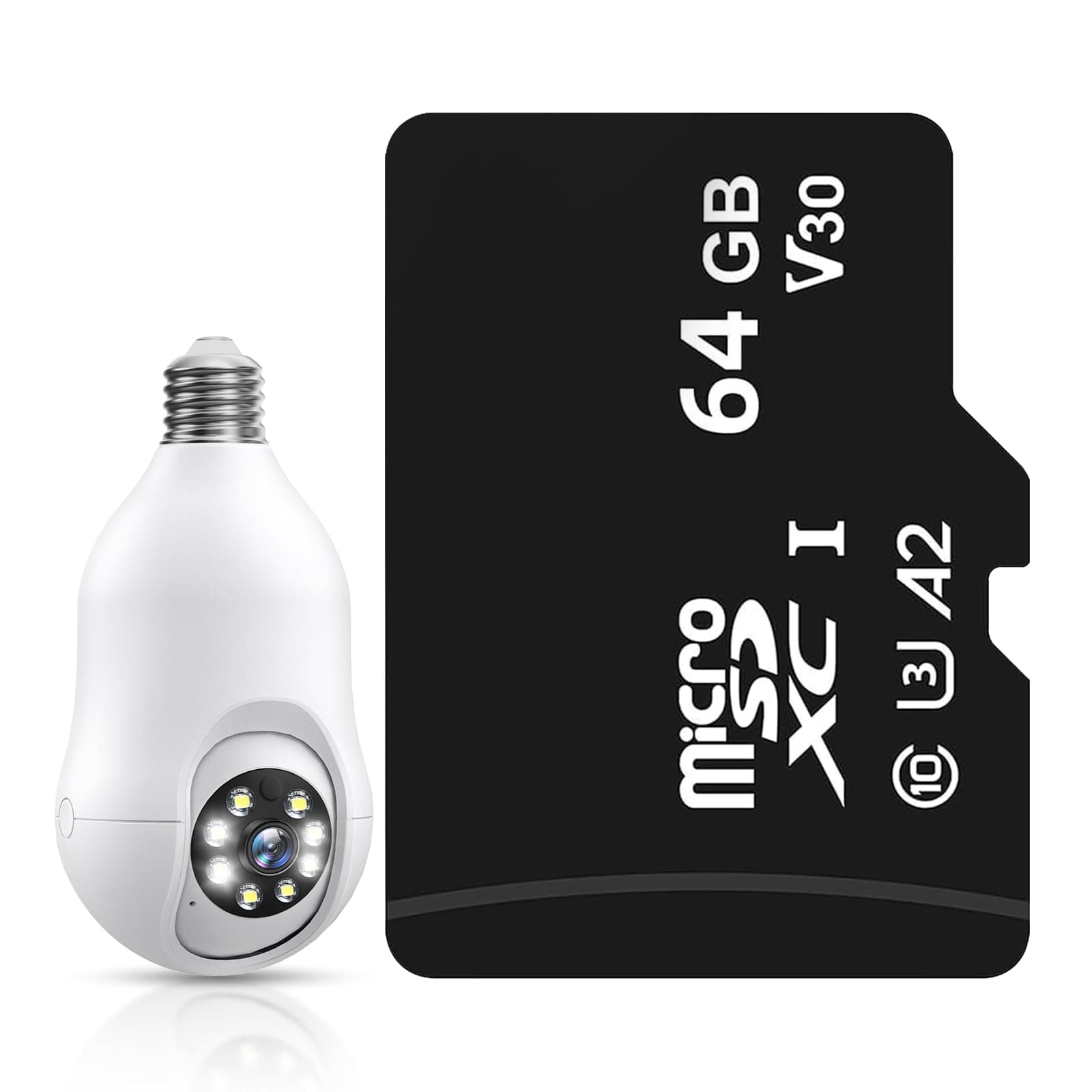 MicroSDXC Flash Memory SD Card 64GB MicroSDXC SD Card for 2K 360 PTZ Lightbulb Security Camera Outdoor Wireless