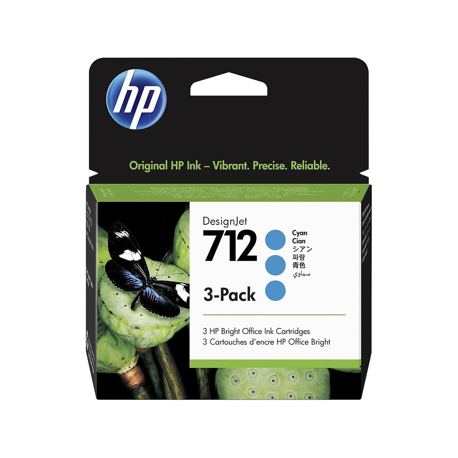 HP 712 3ED77A 3-pack Cyan 29-ml Genuine Ink Cartridge with Original Ink, for DesignJet T650, T630, T250, T230 & Studio Large Format Plotter Printers 713 DesignJet Printhead