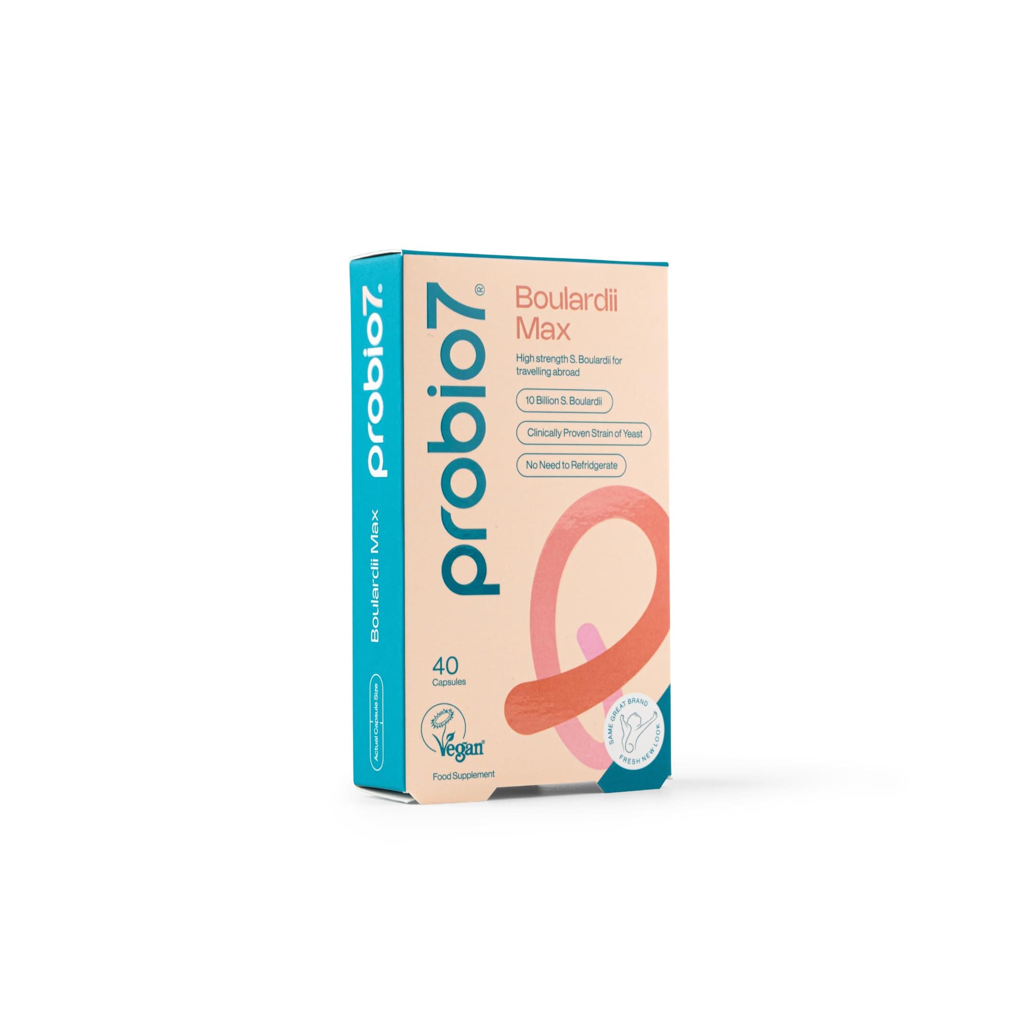 Probio7 Boulardii Max | Targeted Travel Gut Support | Saccharomyces Boulardii Supplement for Gut Repair & Digestive Health | 10 Billion CFU, Probiotics for Gut Health Support - 40 Capsules