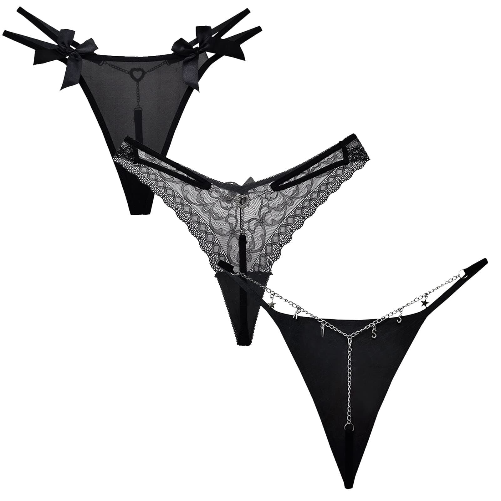 AivtalkWomen's G-String Underpants Sexy Lace T-Back Panties 3Pcs Low Cut Seamless Underwear