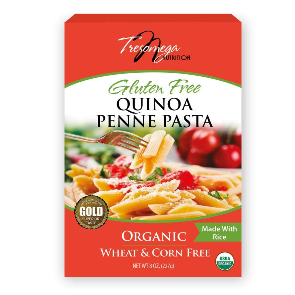 Tresomega Nutrition Organic Quinoa Pasta, Penne, 8 Ounce