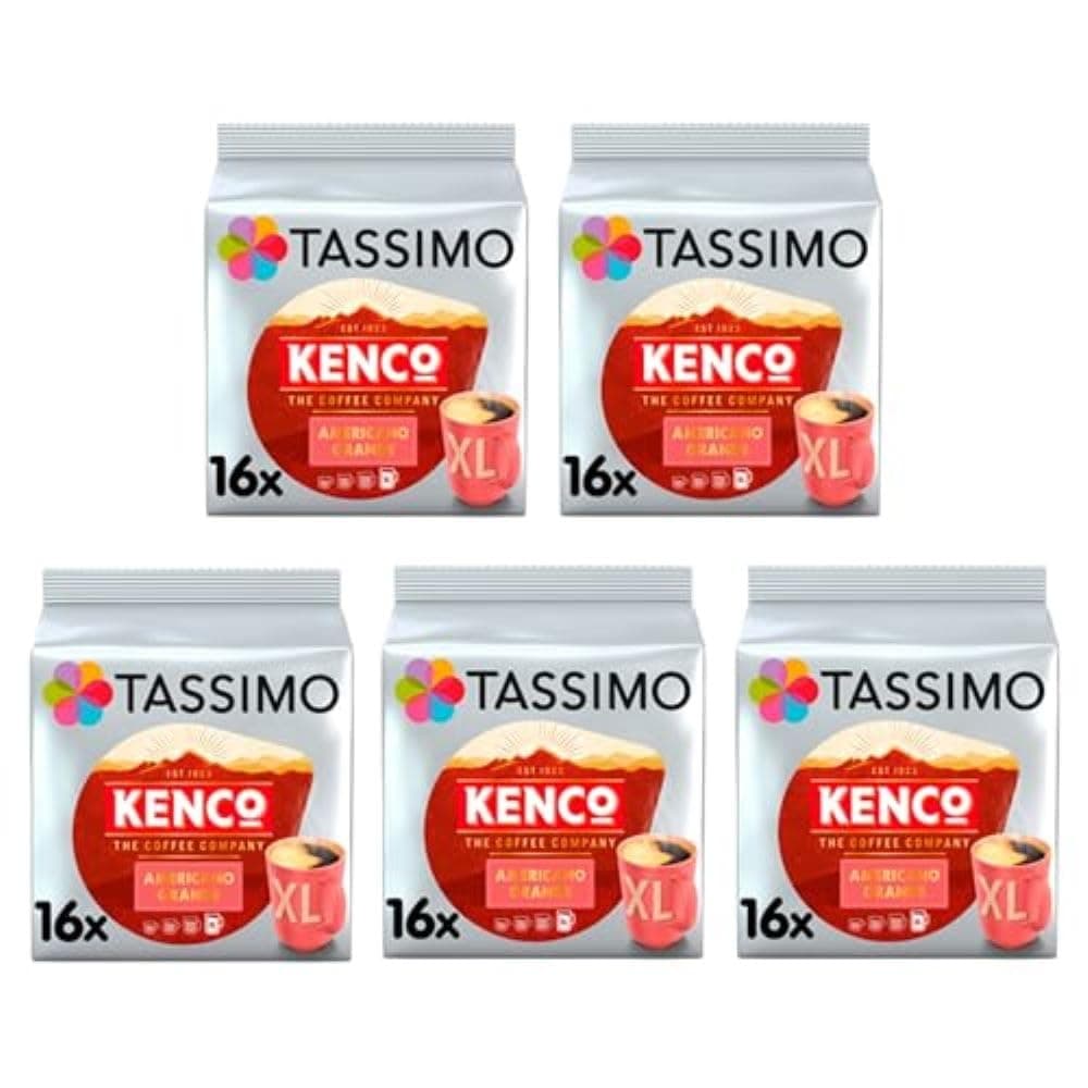 Tassimo Kenco Americano Grande XL Coffee Pods x16 (Pack of 5, Total 80 Drinks)
