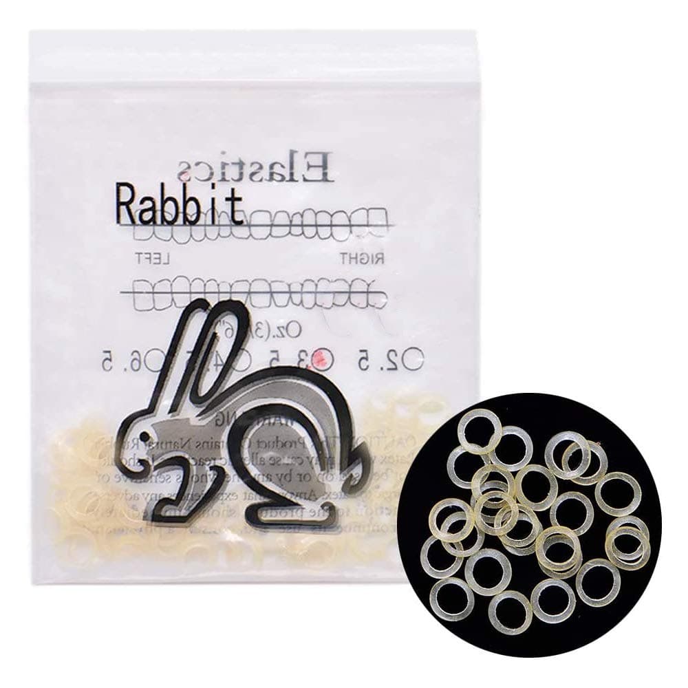 2 Packs(200pcs) Dental Elastic Rubber Bands Orthodontic Elastics Braces Teeth Gap (Rabbit 3/16")