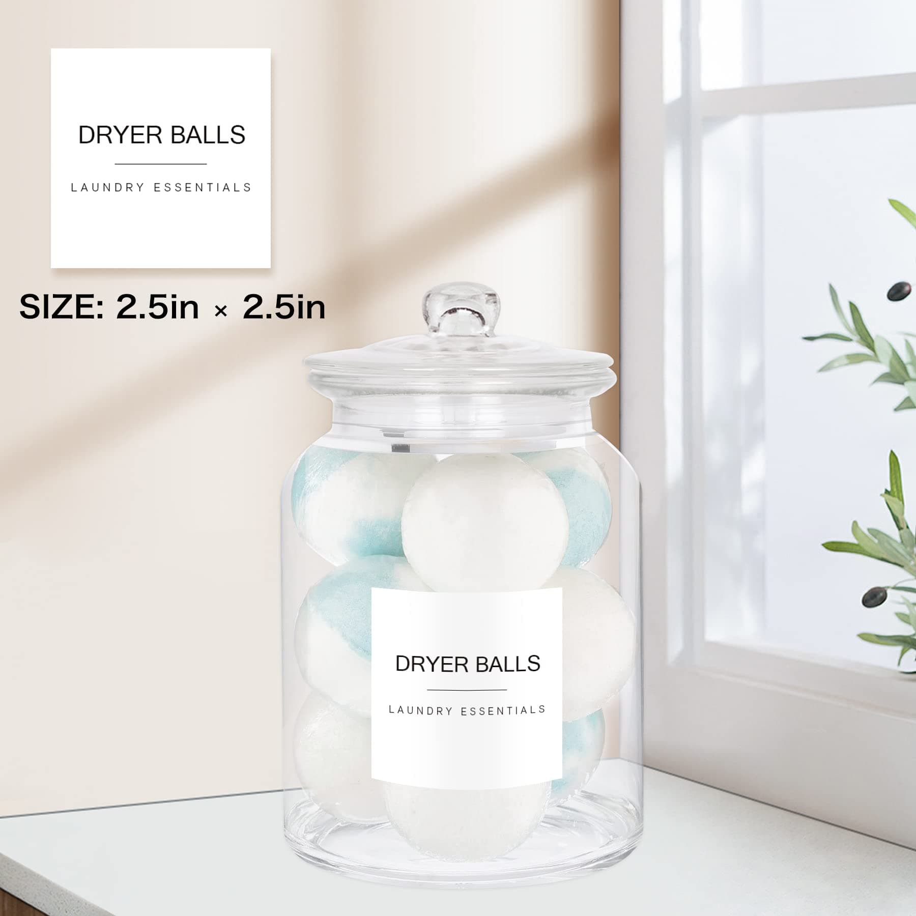 Mustry 156 Minimalist Laundry Labels for Jars Household Organization, Self-adhesive Stickers Easy to Peel Off and Reposition, Waterproof White Matte Stickers Include Reference Sheet for Quick Indexing