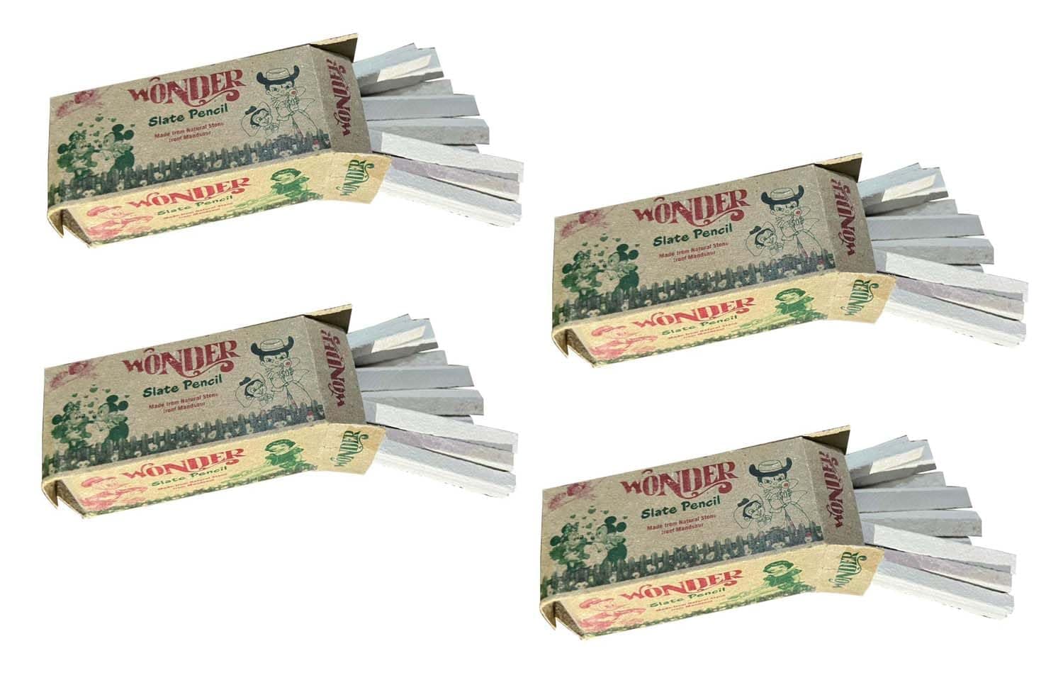 Saponharsh Natural Limestone Dust-Free Slate Chalk Pencils for Schools White Slate Pencils For Adults and Children Salati Chalk Box 4 PC