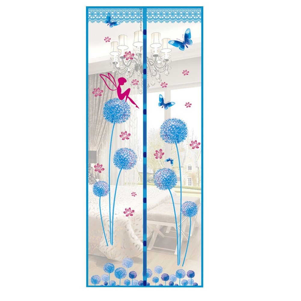 uminilifeUpgrade Encryption 4 Colors Magnet Mosquito Net Curtains Tulle Window Door Screen Magnetic Moustiquaire Porte Dandelion pattern (Blue)