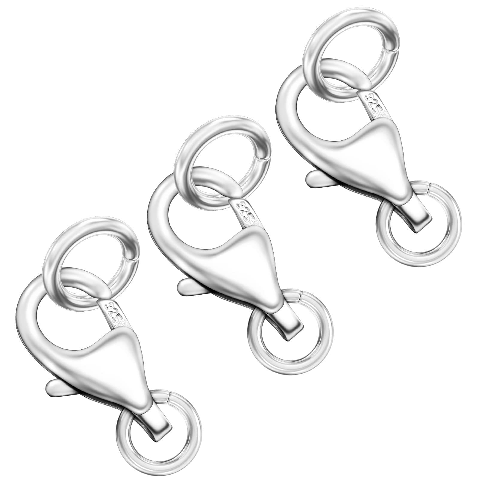 OHINGLT 925 Sterling Silver Lobster Claw Clasp with Closed Jump Rings,Necklace Clasps and Closures Suitable for Jewelry Making Necklaces Bracelet