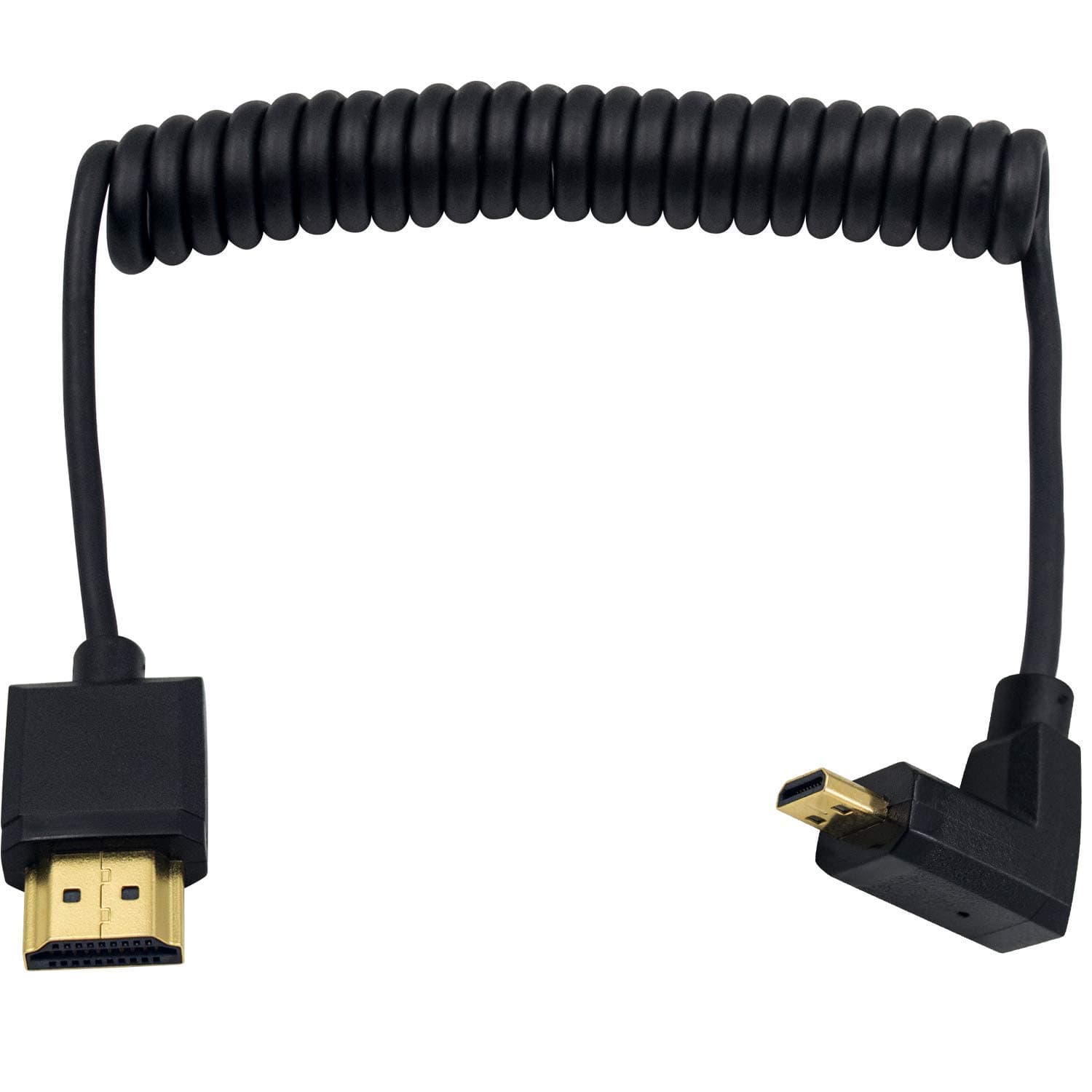 Duttek Slim Down Angled HDMI Coiled Cable - Male to Male, 1.2M/4FT, 1080P, 4K, Ultra HD, 3D