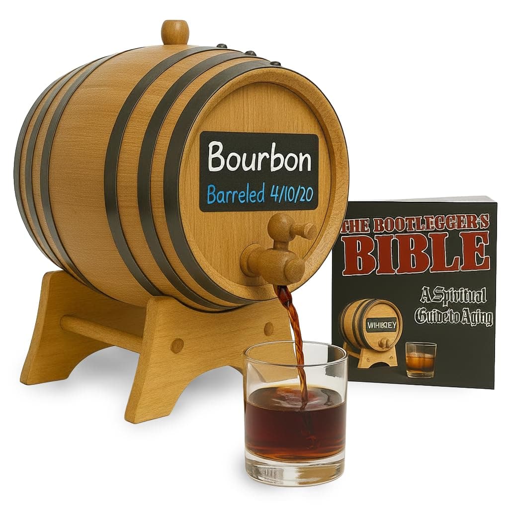 Thousand Oaks Barrel American Oak Barrel (2 liter) with Chalkboard Front - Charred Mini Keg for Aging Cocktails, Bourbon, Scotch, Whiskey, Gin, Hot Sauce - Home Bar Decor by Co.