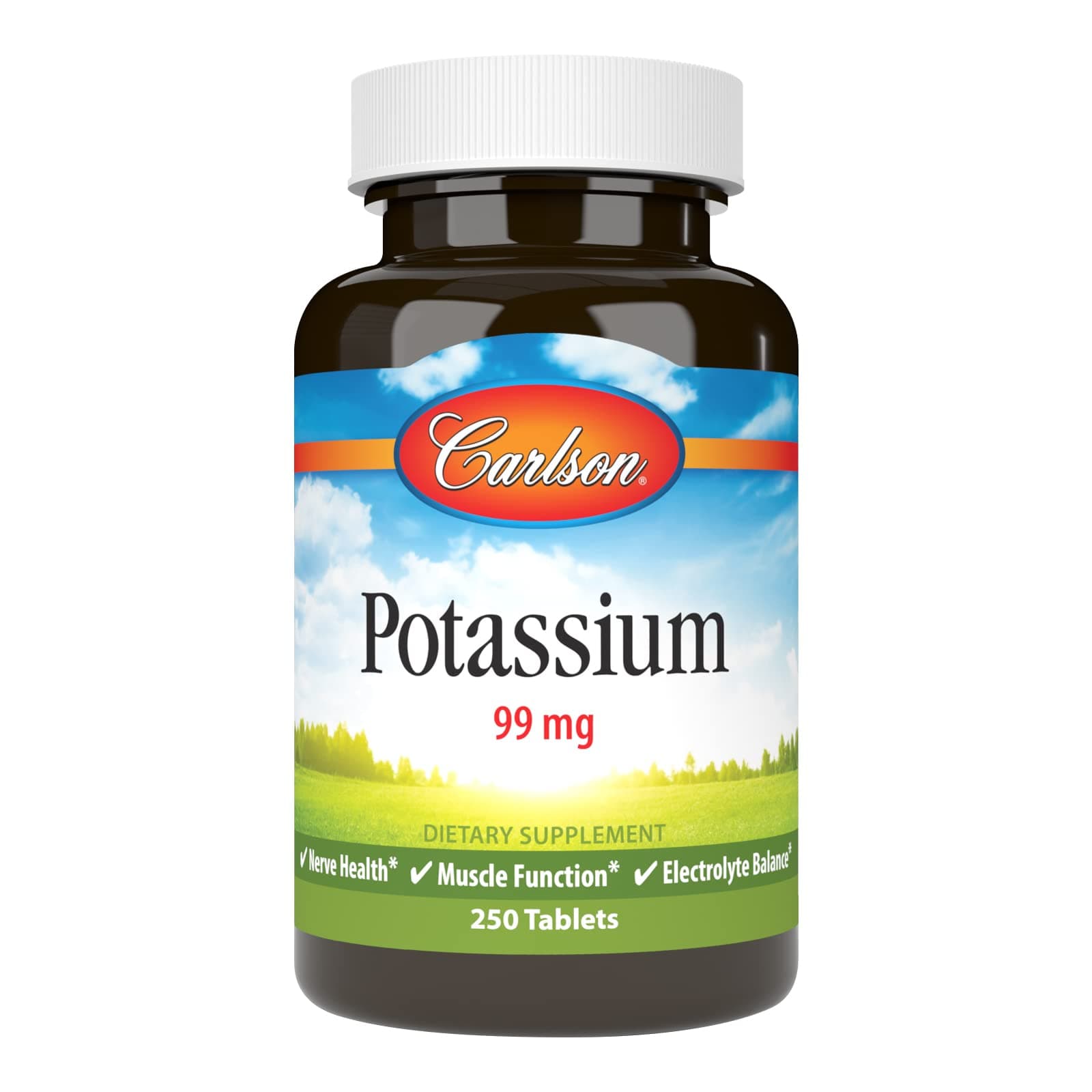 â Carlson - Potassium, 99 mg, Promotes Nerve Health & Muscle Function, 250 Tablets