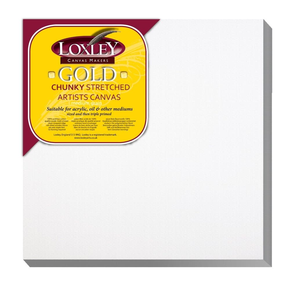 Loxley Gold 10 x 10-inch 25 x 25 cm 37 mm Chunky Deep Edge Artist Quality Stretched Canvas Primed