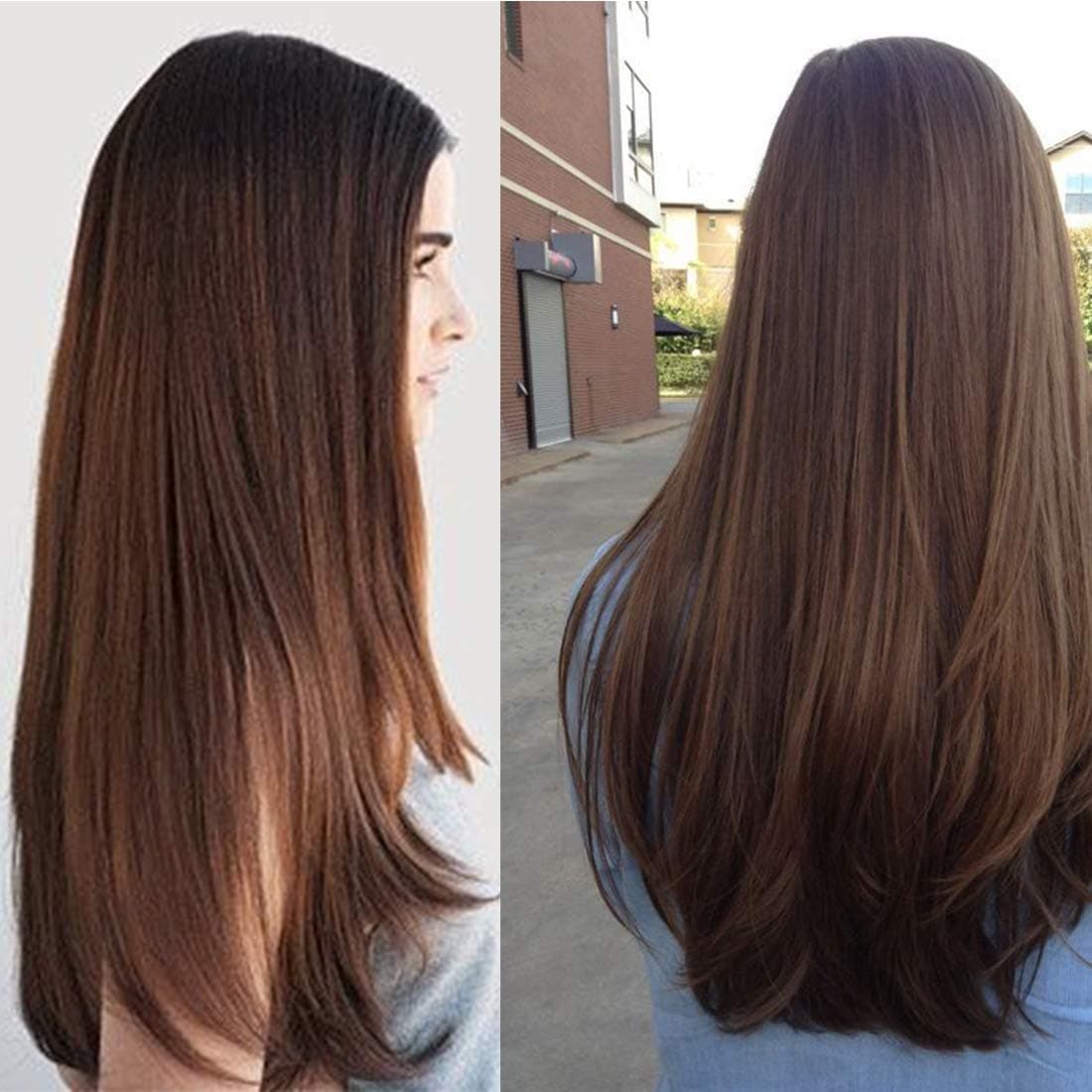 Long Straight Dark Brown Wig for Women Synthetic Middle Part Wig Natural Wig for Daily Use Heat Resistant Fiber