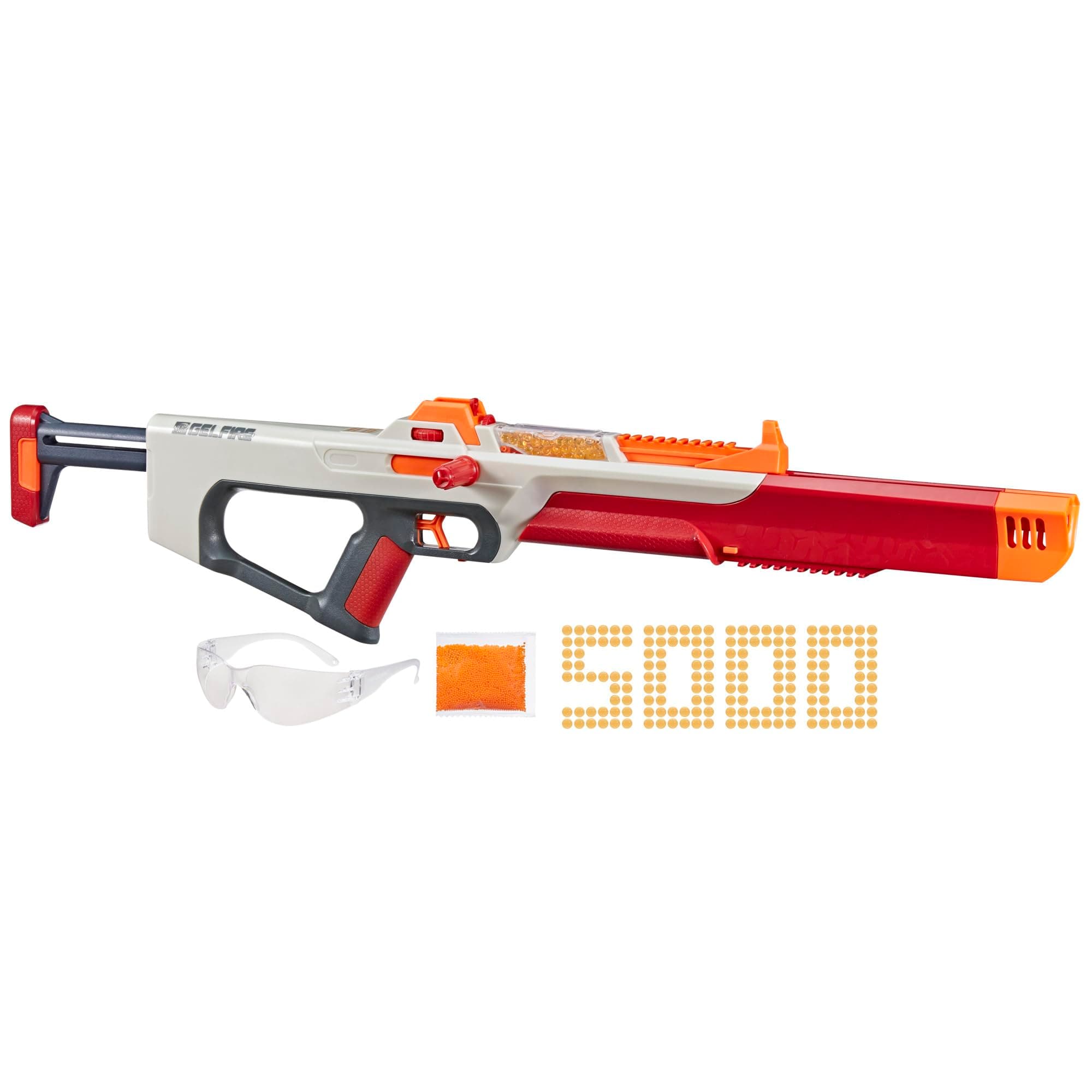 - Pro Gelfire Ghost Bolt Action Blaster, Removable Boost Barrel, 5000 Gel Rounds, 100 Round Integrated Hopper, Eyewear, Ages 14 & Up