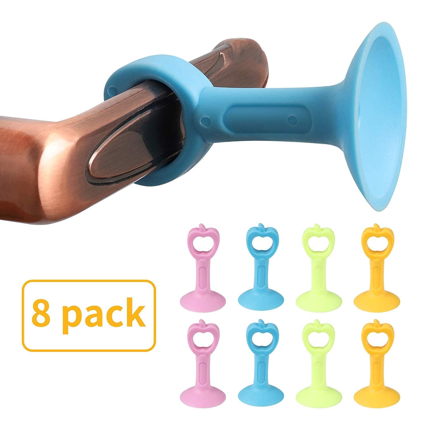 Silicone Door Stop, Non-Slip Shockproof Bedroom Office Punch Free Muffling Door Stopper Silicone Door Handle Knob Crash Pad Wall Protectors Self Adhesive Bumper Guard (8 Pack)