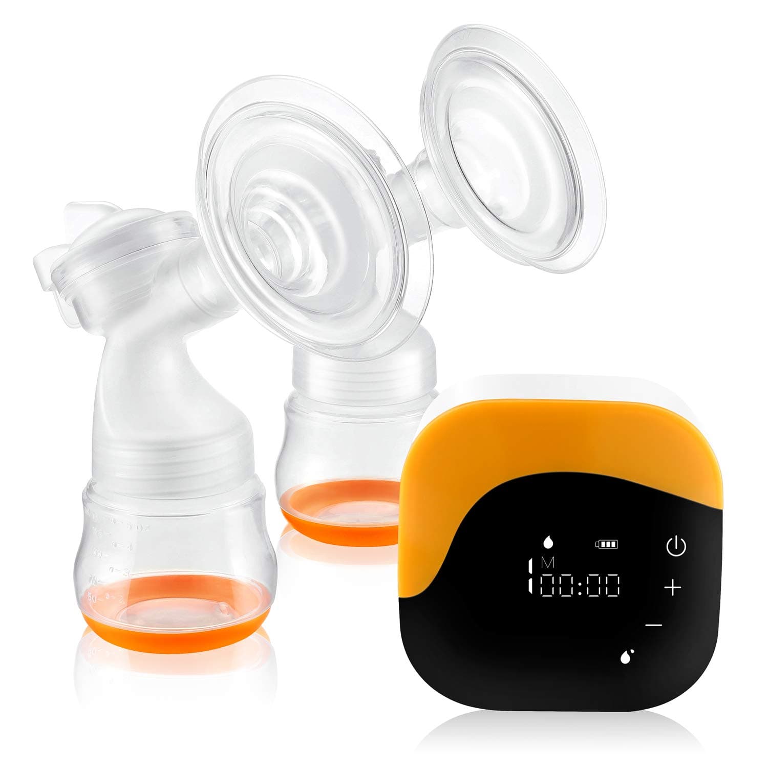Electric Breast Pump, Foshine Double Electric Breastfeeding Pump with Silicone Massage Cushion Rechargeable 3 Modes Touch Control LED Display with Breastmilk Bottle 2 Size Cups BPA Free