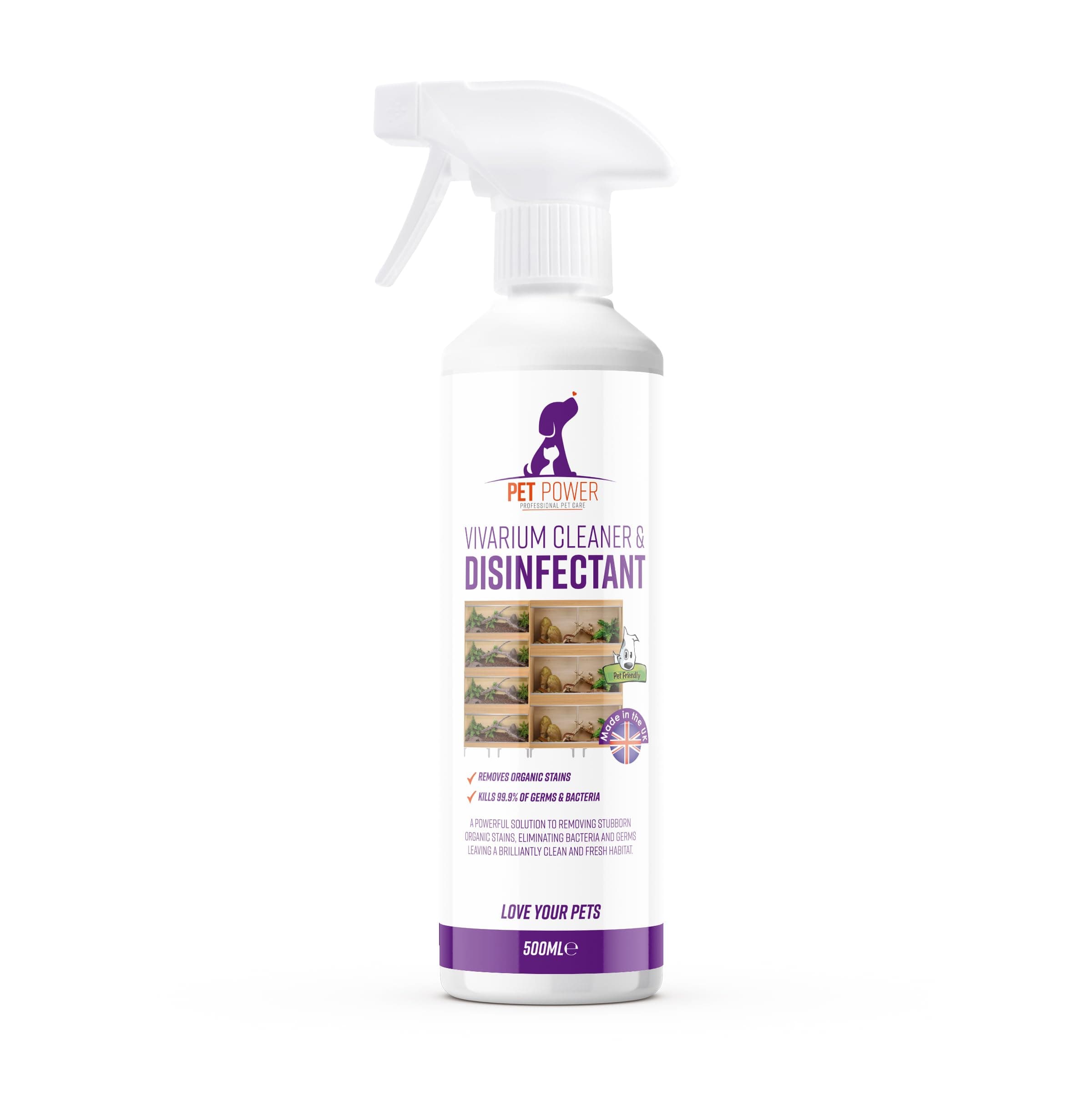 Vivarium Cleaner & Disinfectant 500ml - Safe Natural Formula for Reptile Habitats - Odour Eliminator & Bacteria Fighter