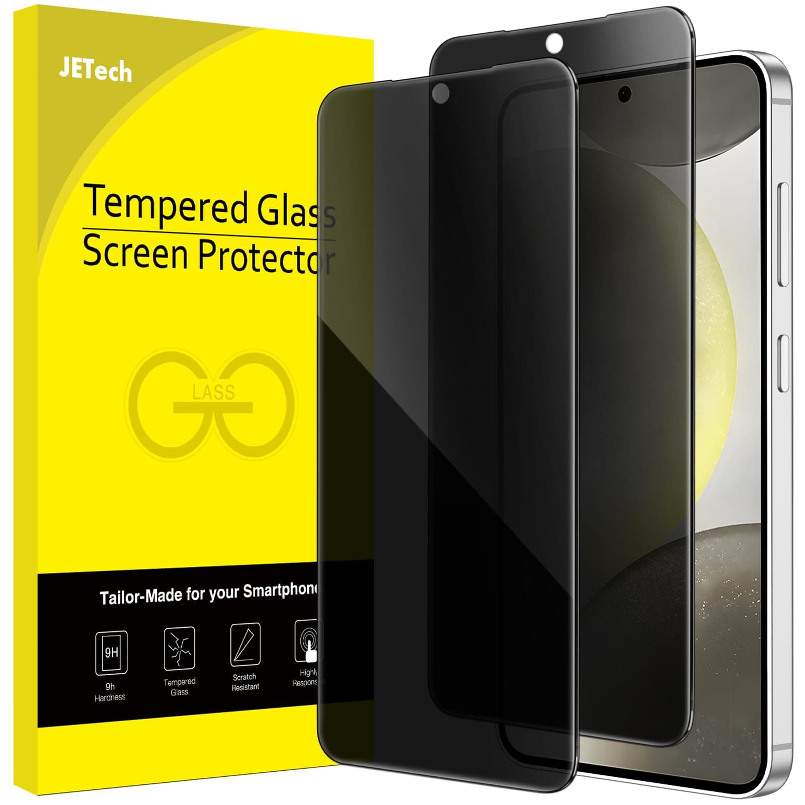 - JETech Privacy Screen Protector for Samsung Galaxy S24+ / S24 Plus 5G 6.7-Inch, Anti-Spy Tempered Glass Film, Fingerprint ID Compatible, 2-Pack