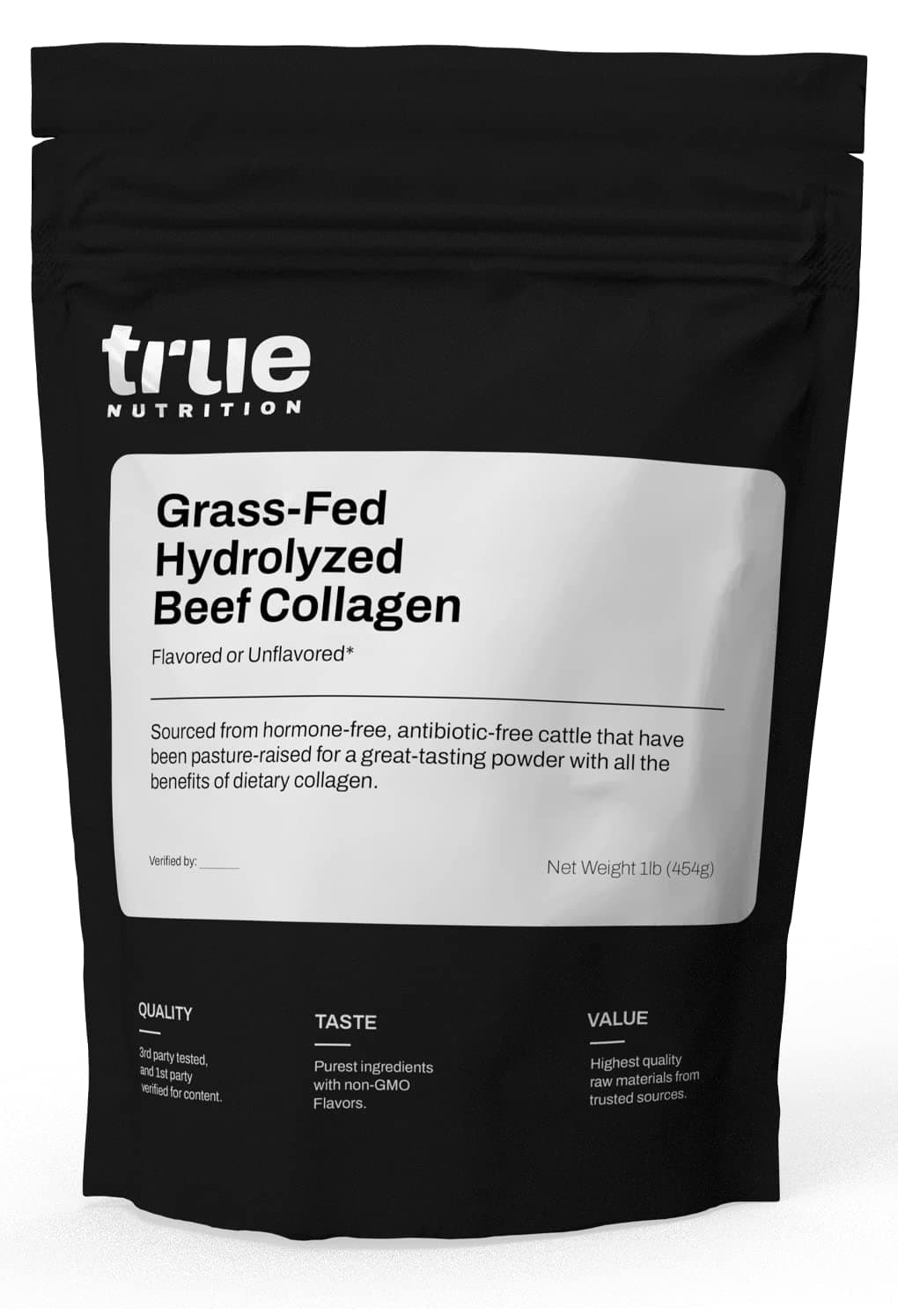 True Nutrition - Hydrolyzed Collagen Powder from Grass Fed Beef - Paleo Friendly, Gluten Free, Soy Free, Dairy Free, Non-GMO, Grass Fed Collagen Peptides Powder - Unflavored - 1LB