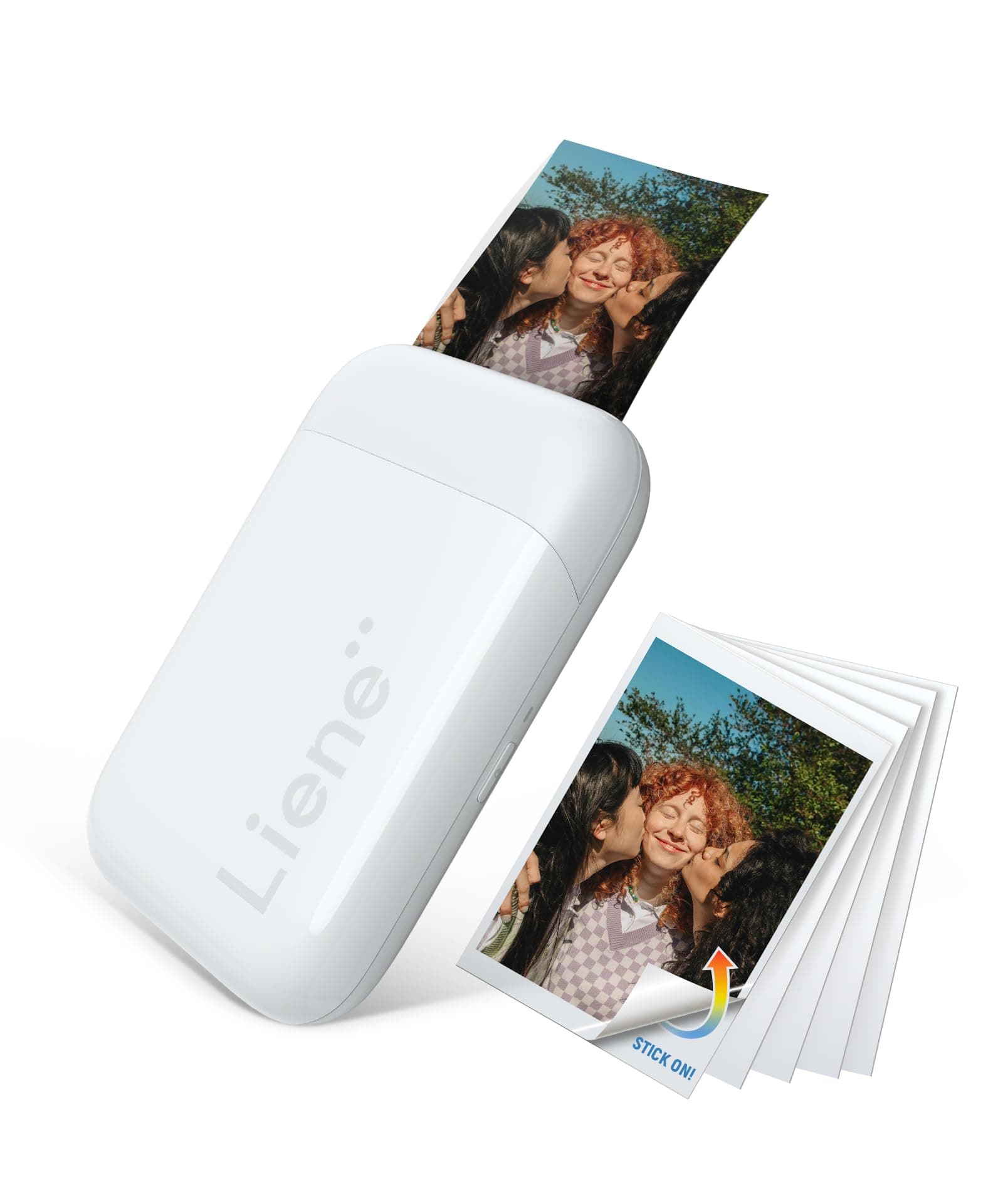 2x3” Photo Printer, Mini Picture Printer w/ 10 Zink Adhesive Paper, Bluetooth 5.0, Compatible w/iOS & Android, Portable Color Mono Instant Sticker Printer for iPhone, Smartphone, Pearl White