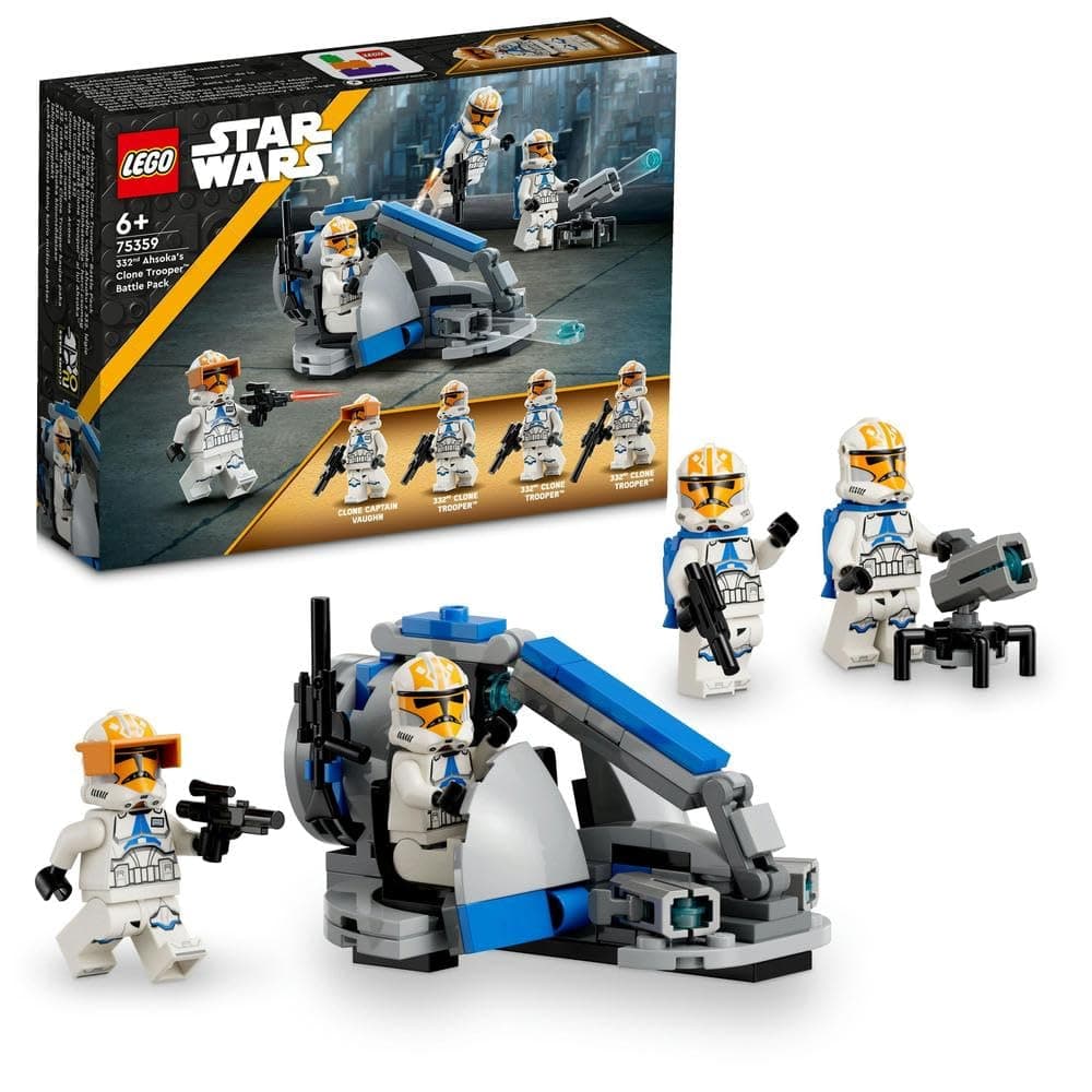 75359 Star Wars 332nd Ahsoka's Clone Trooper Battle Pack, The Clone Wars Building Toy Set with Stud-Shooting Speeder Vehicle and Minifigures, Small Gift Idea for Kids Aged 6+