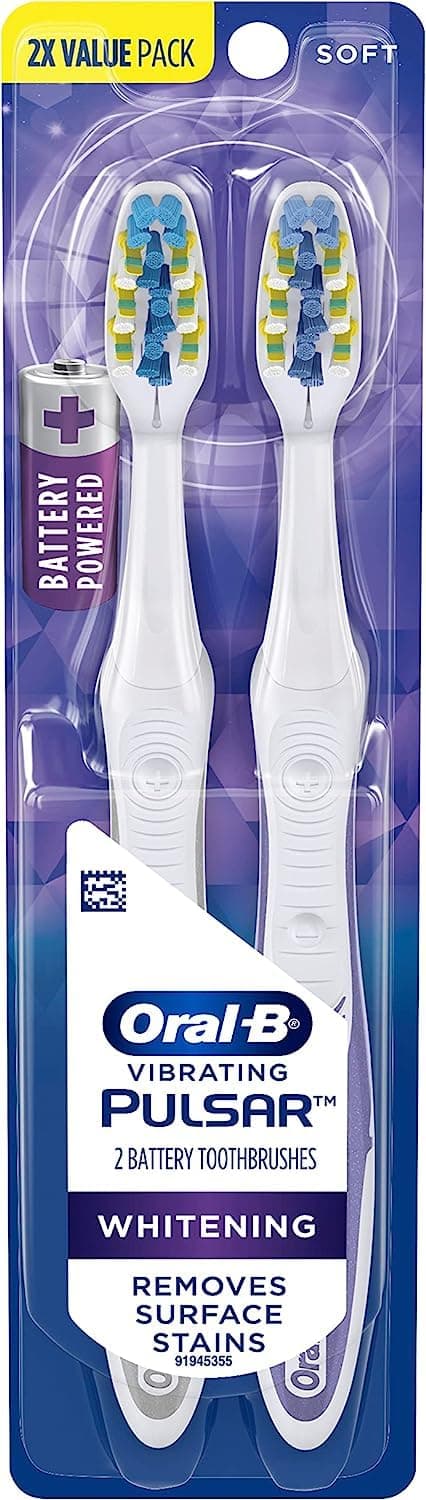 Oral-B Pulsar 3d White Advanced Vivid Soft Toothbrush Twin Pack (Colors May Vary)
