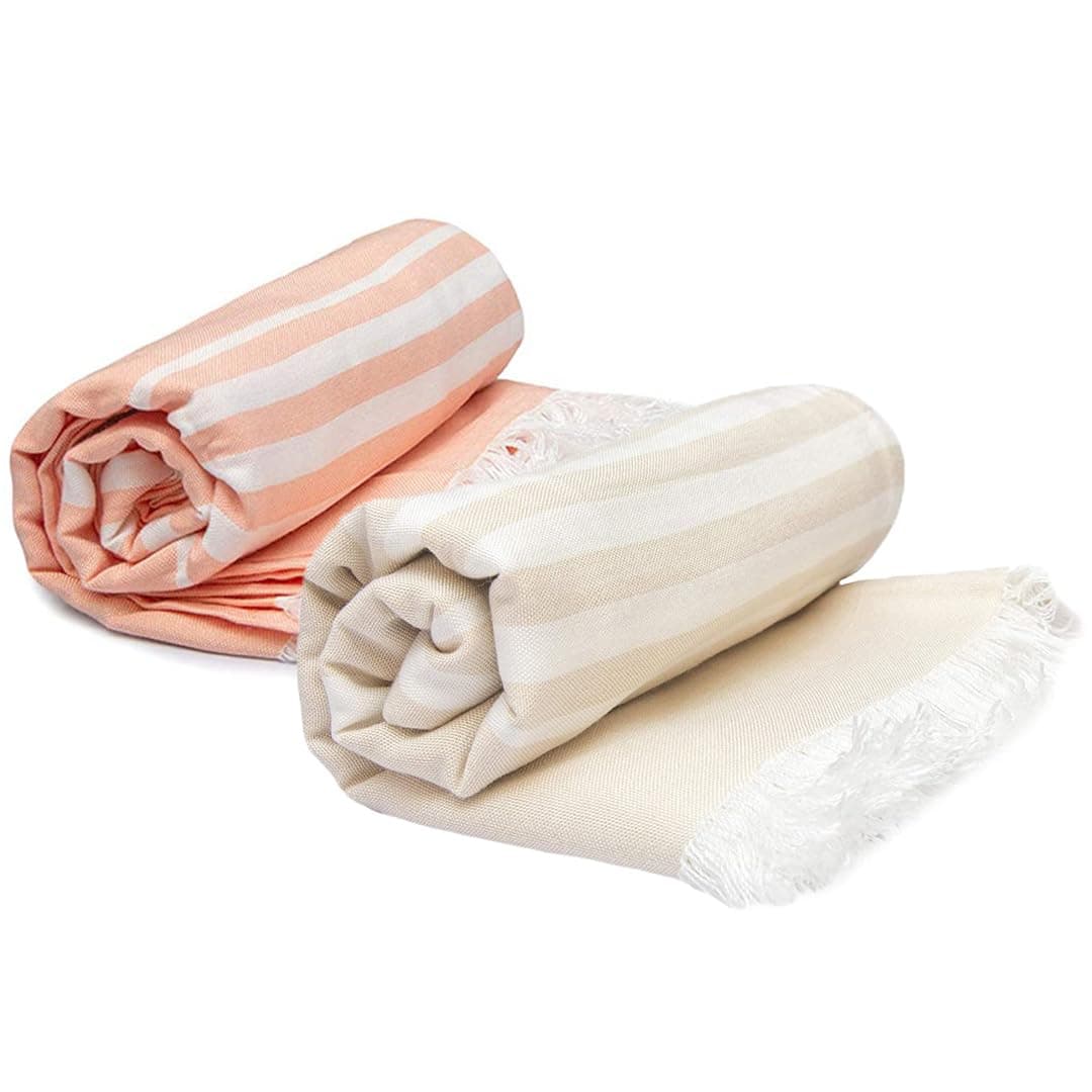 100% Bamboo Large Bath Towel | Ultra Soft, Absorbent, Light Weight, & Quick Dry Towel For Bath, Travel, Gym, Beach, Pool, And Yoga | 75 X 150 Cms (Pack Of 2 Beige & Peach), 250 TC