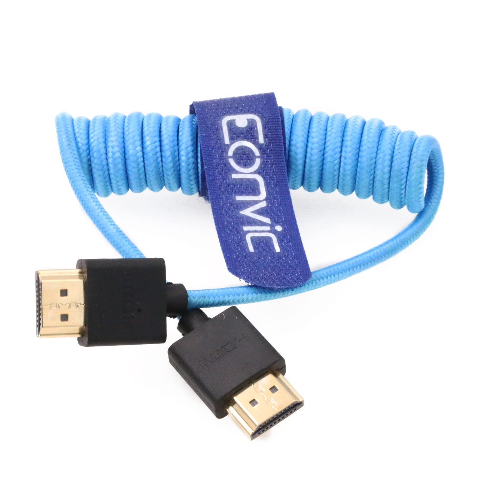 Eonvic 2.1 HDMI Coiled Cable 8K HDMI to HDMI Cable High Speed Thin HDMI Male to Male Extender Braided Coiled Cable for Atomos Ninja V, Sony a7siii, Portkeys BM5 Monitor