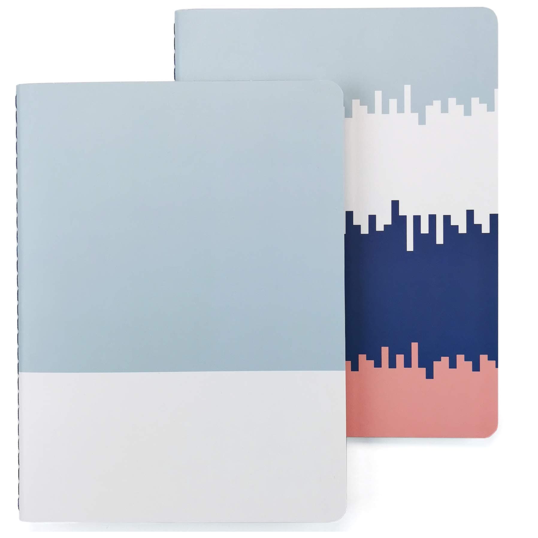 Tabitha Wilde Lined Notebook Softcover Medium Slim Ruled Sewn Cahier (Cool Blue Sediment, Pack of 2)