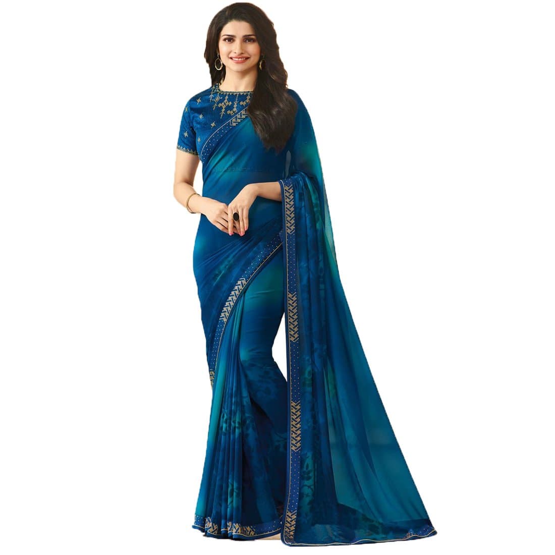 MOHIT CREATIONS Traditional Georgette Saree With Blouse Piece