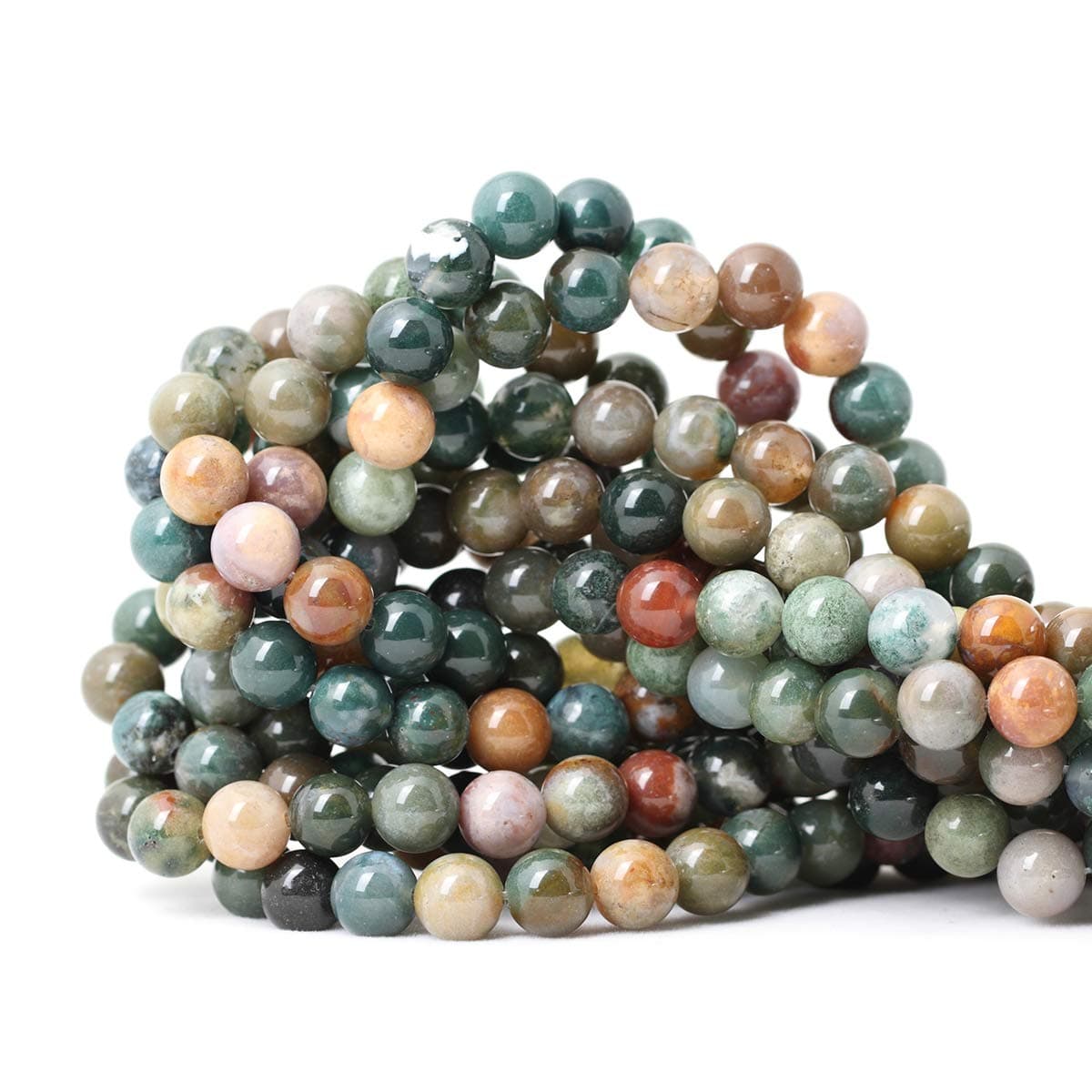 45PCS 8mm Natural Indian Agate Gemstone Round Loose Beads for Jewelry Making DIY 1 Strand 15"