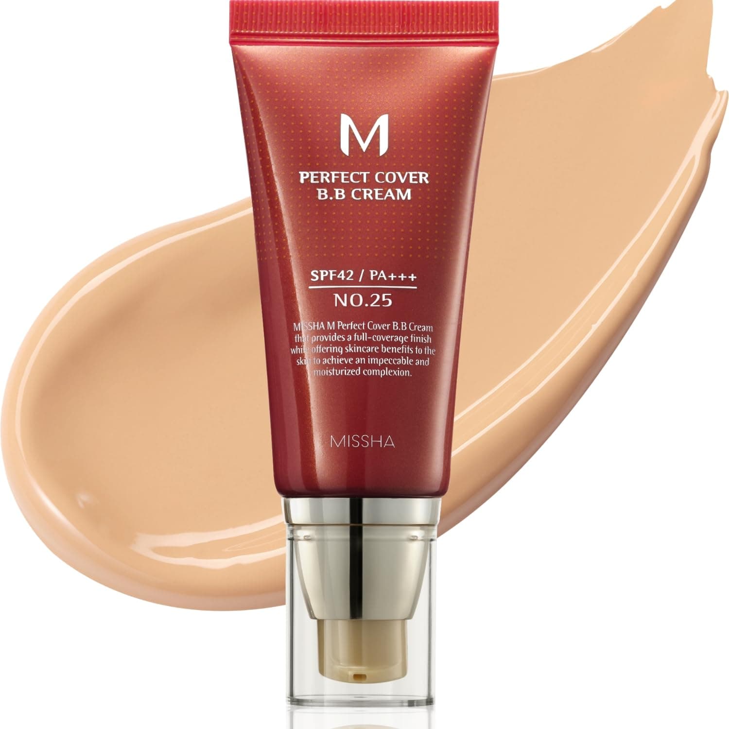 M Perfect Cover BB Cream No.25 Warm Beige - Medium with Warm Undertone SPF 42 PA +++ 1.69 Fl Oz - Tinted Moisturizer for face with SPF