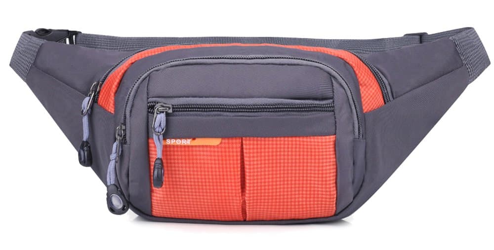 Multifunction Waist Bag with Spill-resistant Design.Big Fanny Pack/Cyclist/Outdoor Sports/Concealed Travel Wallet/Passport Holder/Money Belt/Travel Belt (Orange)