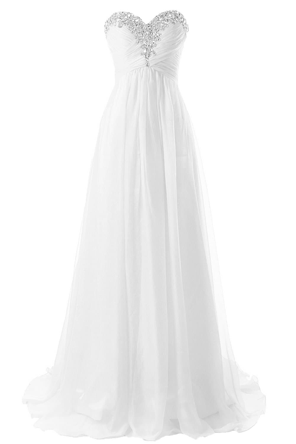 JAEDEN Wedding Dresses Beach Bridal Dresses Chiffon Wedding Gowns Strapless Bride Dress White US22W