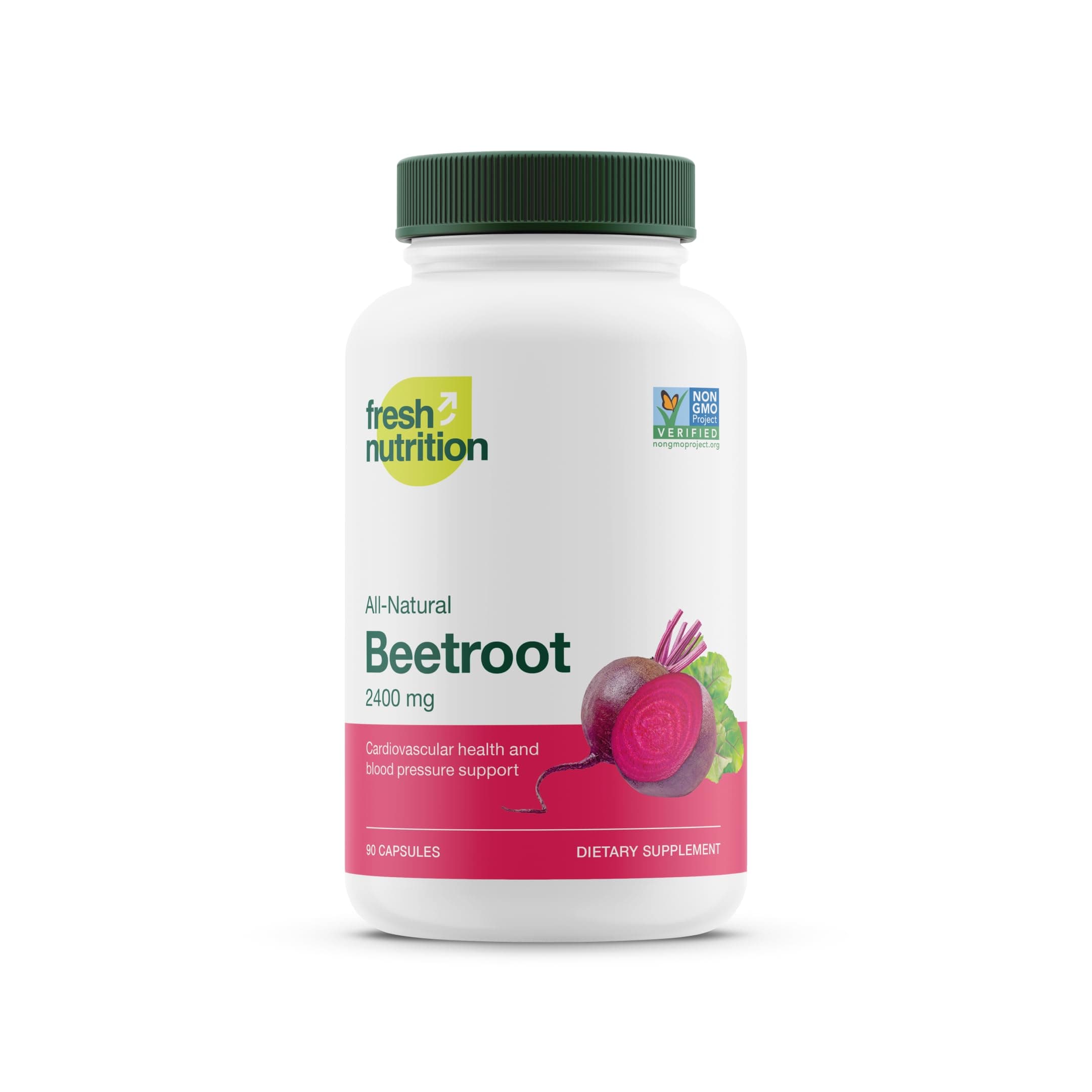 Fresh Nutrition Organic Beet Root Capsules - 2400mg Potent Dosage - Antioxidant Support - Vegan, Non GMO, Gluten-Free - 90 Capsules