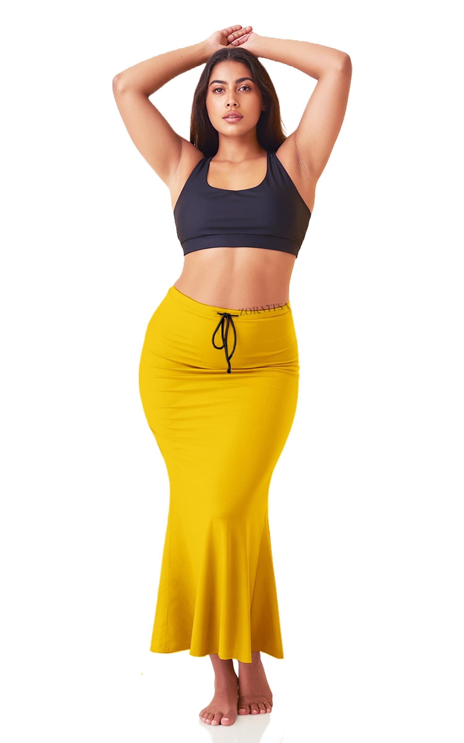 ZORNITSA Women Mermaid Fishcut Stretchable Saree Shapewear Petticoat with Adjustable Drawstring | Finest Microfiber Fabric - Ultra Soft and Super Comfortable | Shape wear inskirt