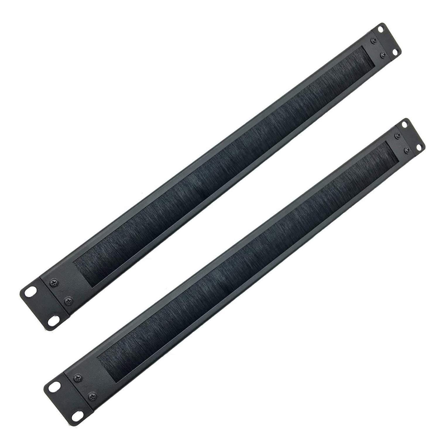 Jingchengmei 2 Pack-1U Brush Panel 19-inch Rack Mount Disassembled Cable Management Panel with Brush for Cable Entry in 19" Server Rack or Cabinet Black (BF01UAB2PC)