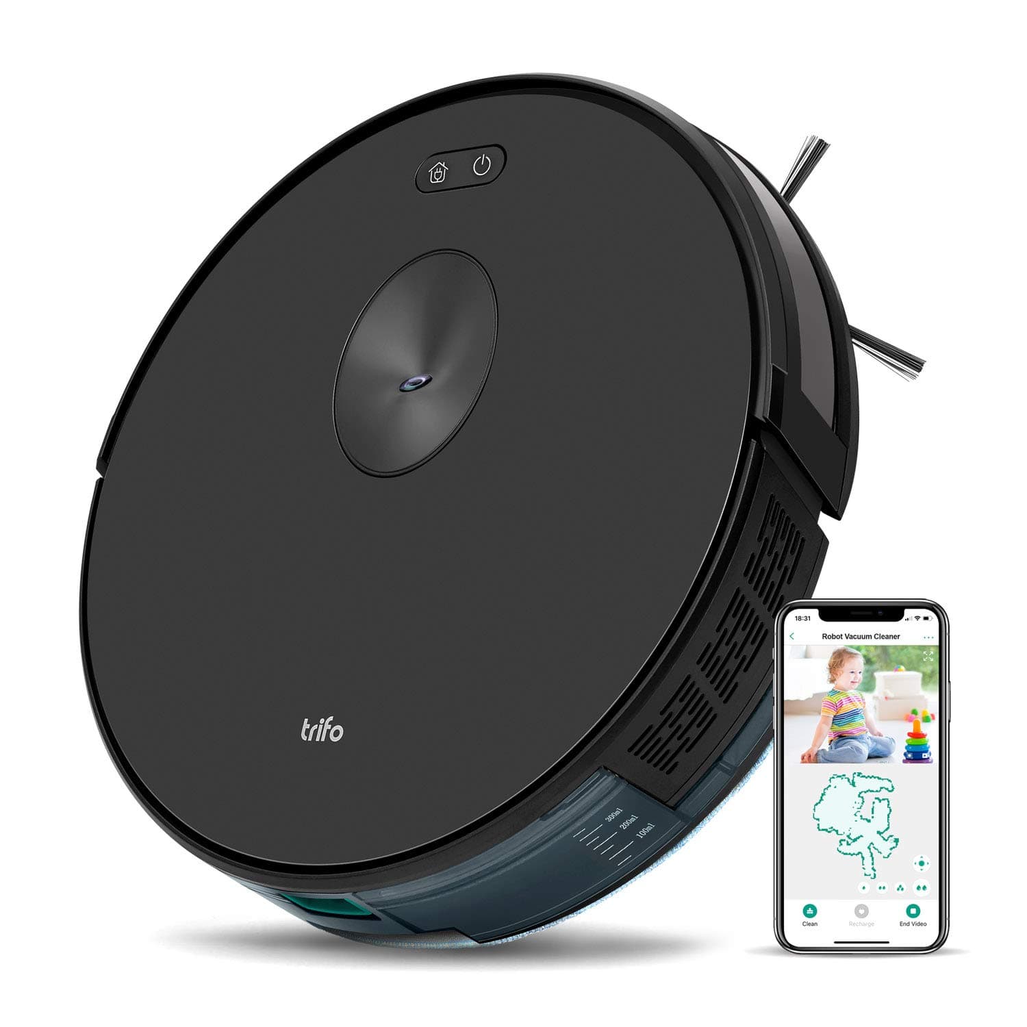 TRIFO Ironpie m6+ Powerful Cordless 3-in-1 Robot Vacuum Cleaner, Mopping & Sweeping with Camera Navigation, App Manual Control & Self Charging – Black