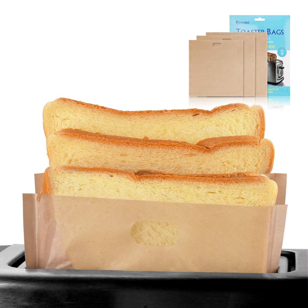 softeen Toaster Bags Reusable Pack of 12 in 3 Different Sizes, Non Stick Toaster Bags for Grilled Cheese Sandwiches, Toaster Bags Gluten Free, FDA and SGS Approved, Made of Premium Quality Teflon