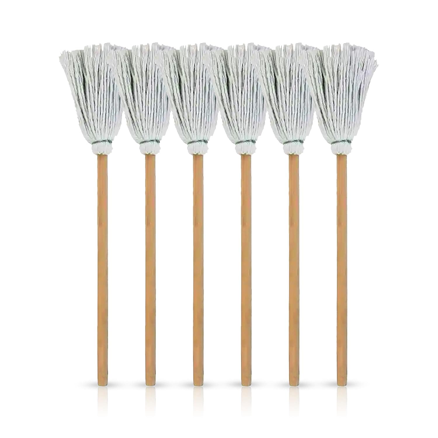 Abbey Bleached Jug Mop Pack of 6 - Dish Mop on Stick Ideal for Cleaning all types of Crockery and Glassware - Washing up Mop Useful for House Cleaning - Mini Mop 30cm Approx