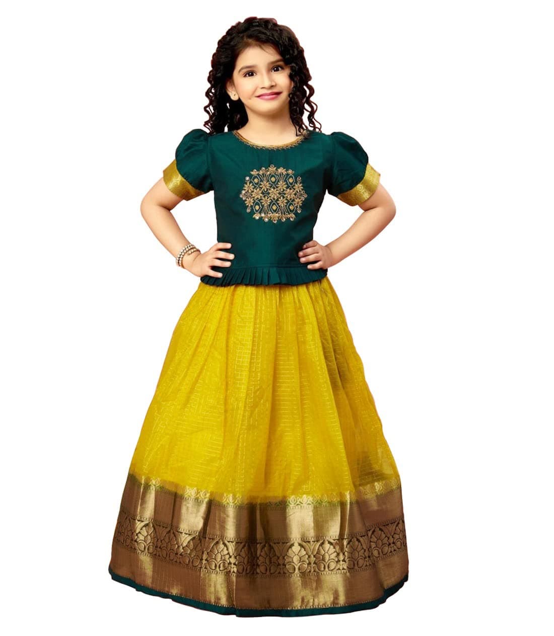 kids new Tissue checks readymade Lehenga choli for girls dress