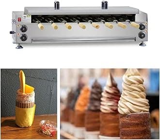 Commercial Electric Chimney Cake Oven with 8 Pcs Roller, Hungarian Kurtos Kalacs Cake Pop Roller Machine, Ice Cream Cone Grill Maker, Perfect for Restaurant Home Kitchen Snack Bar, 6000W