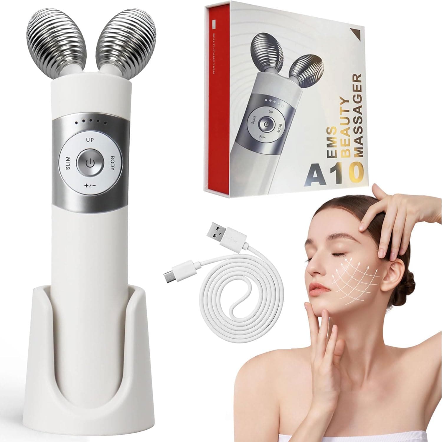 ScriMemo Microcurrent Facial Massager, 2024 New Model Electric Face Lifting Device, Face Toning Device, Anti-Wrinkle Massage Tool for Face Neck Body Skin Care, Gift for Girls Women
