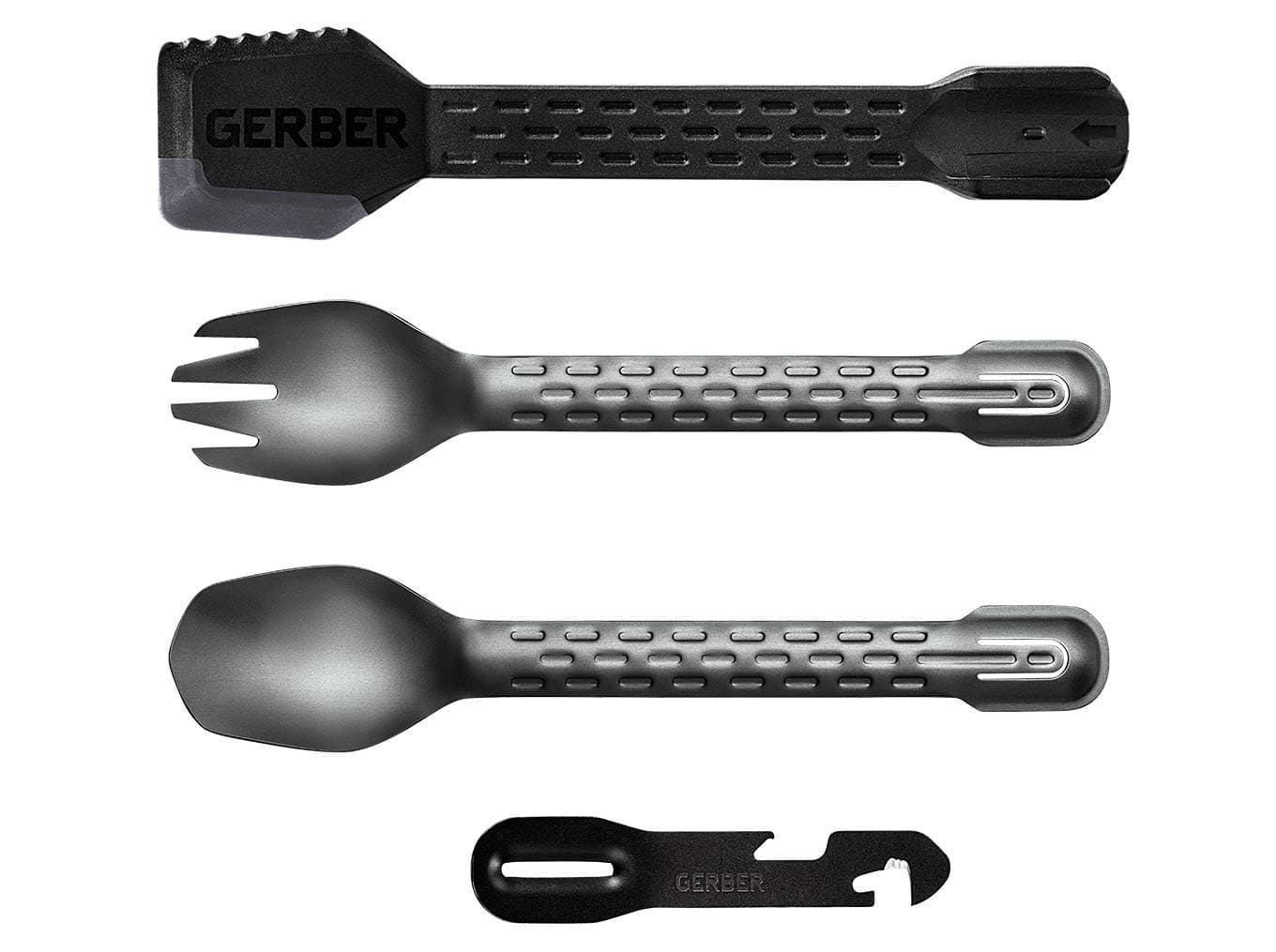 Gear ComplEAT Camping Utensils Set for Outdoor Cooking, Camping Cutlery with Fork, Spoon, Tongs, Spatula and Multi-Functional Tool, Onyx Black