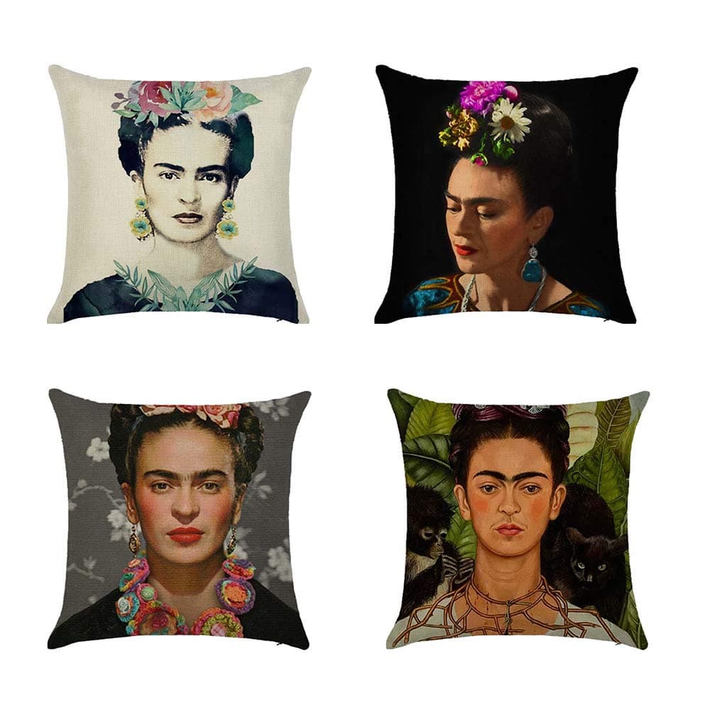 Ozar Throw Pillow Covers 4 Pack Self-portrait Linen Cushion Covers Sofa Car Home Decoration 18x18 Inch