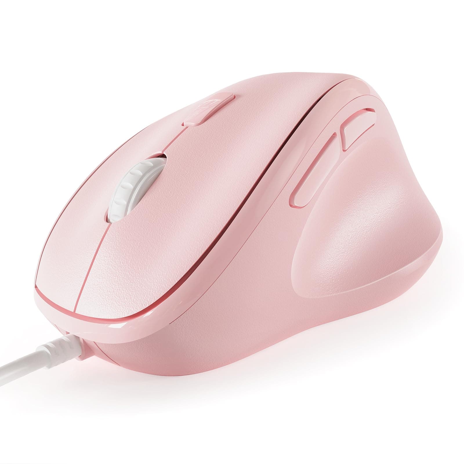 Micropack Ergonomic Mouse Wired for Laptop, PC Computer and Desktop, Ergo Mouse Vertical with Silent Clicks, Up to 3200 DPI Adjustable Mouse Sensitivity, Pink